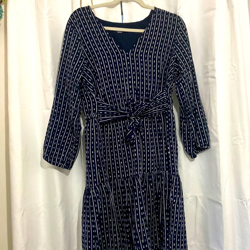 Navy blue and white dress